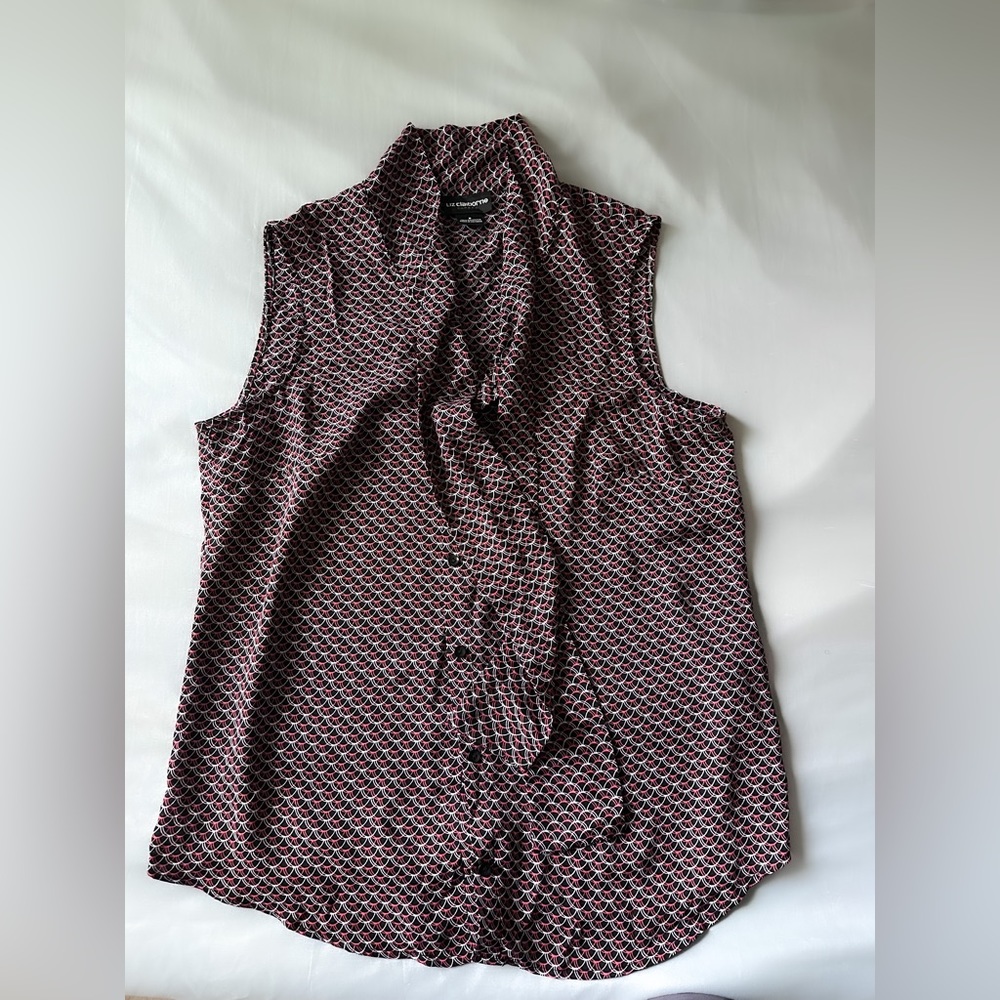 Liz Claiborne Career Sleeveless Tie Neck Blouse in Size Small